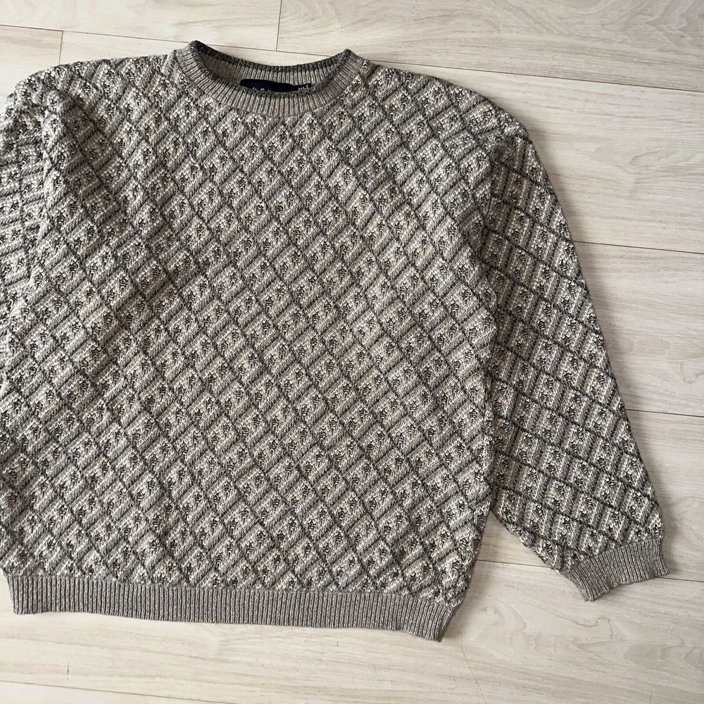 VTG Croft & Barrow Sweater Sz L Knit 3D‎ Textured Multicolor Granda Style 90s